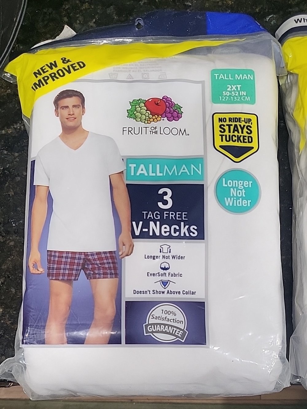 Fruit of the Loom White Tall Man V-Neck T-Shirts - 3 Pack